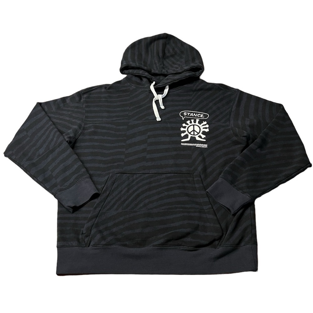 STANCE MENS BLACK & BLUE SUPER SOFT HOODIE SIZE LARGE